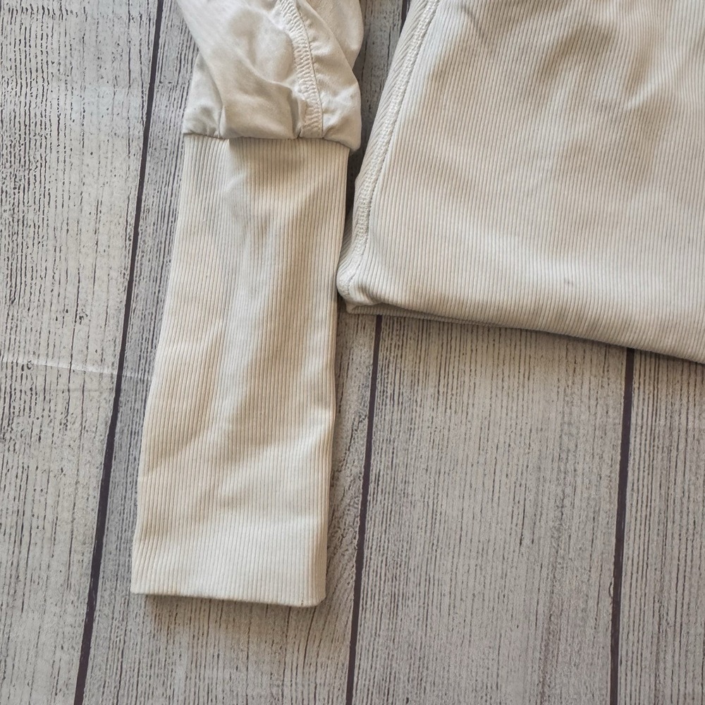 Lululemon Women's Size 6 White Full Zip Hooded Jacket Ruched Thumbholes Workout - Picture 5 of 15